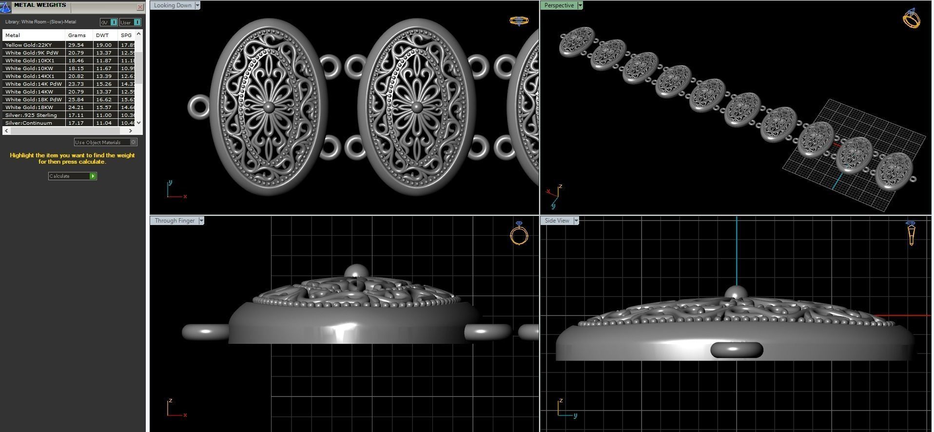 Jewelry set sterling silver ring with ornate design 3D print model_15