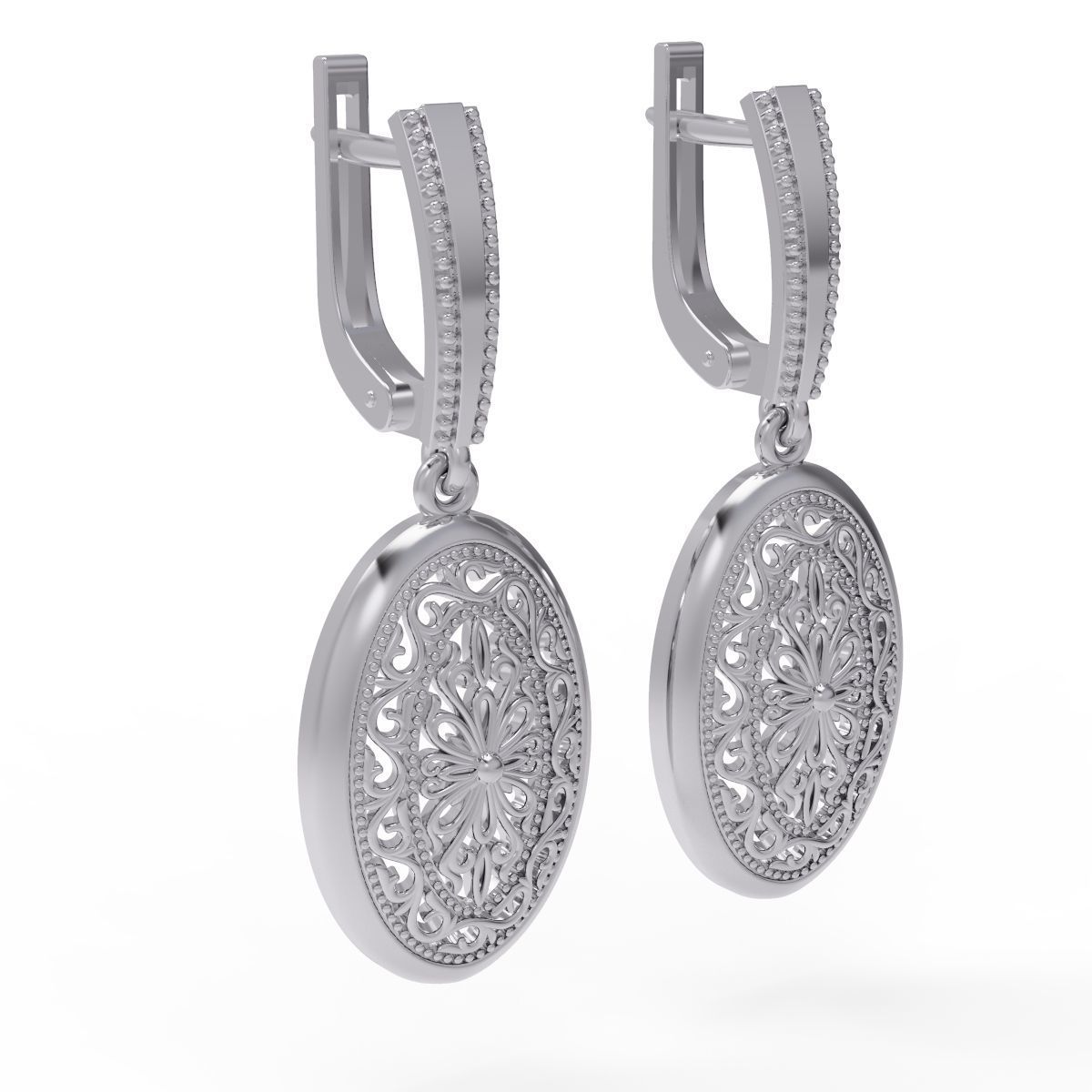 Jewelry set sterling silver ring with ornate design 3D print model_8