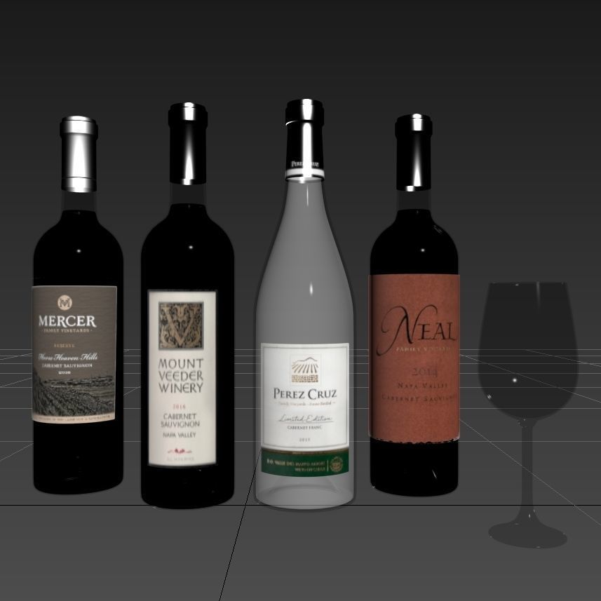 Wine bottle set 5 3D model_3