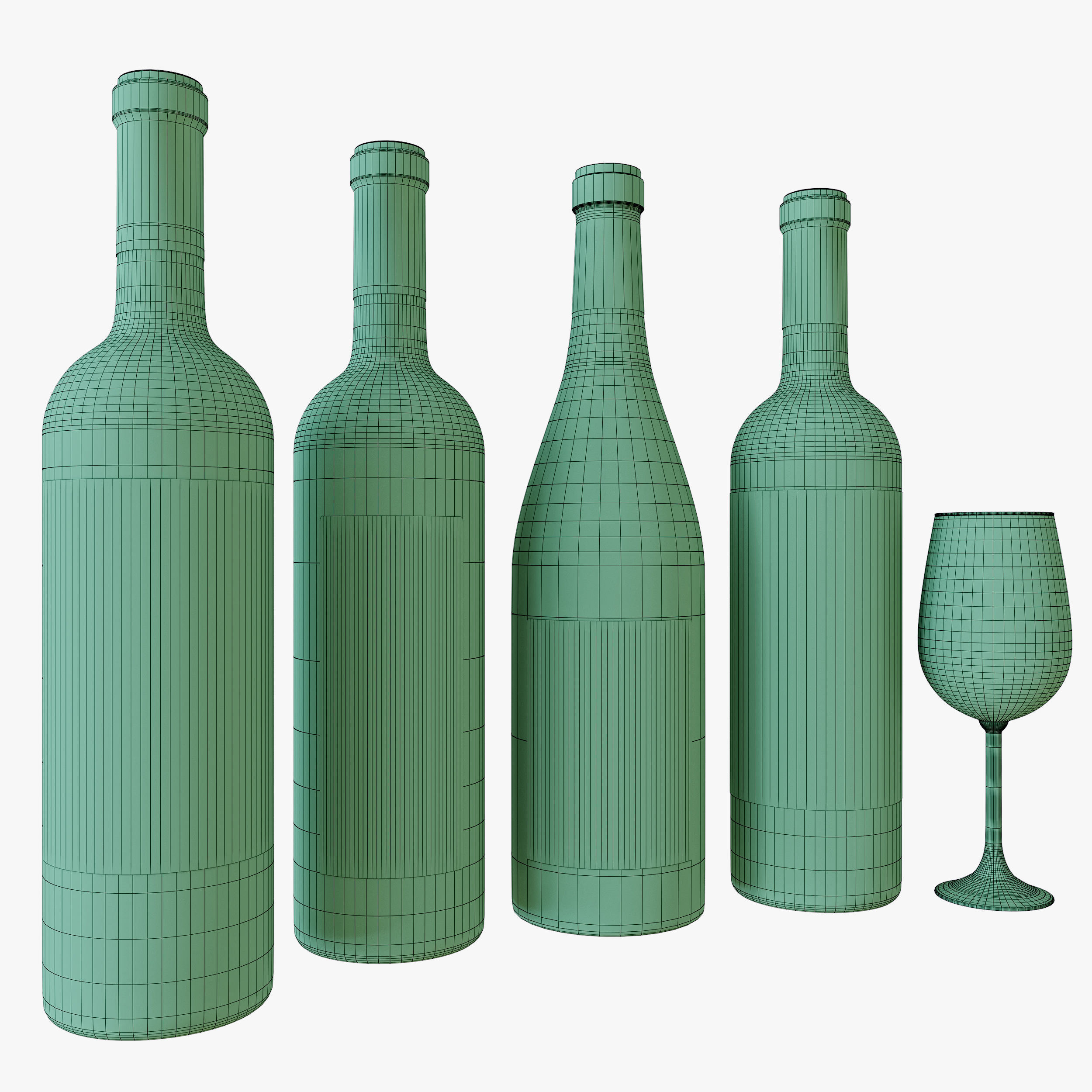 Wine bottle set 5 3D model_5