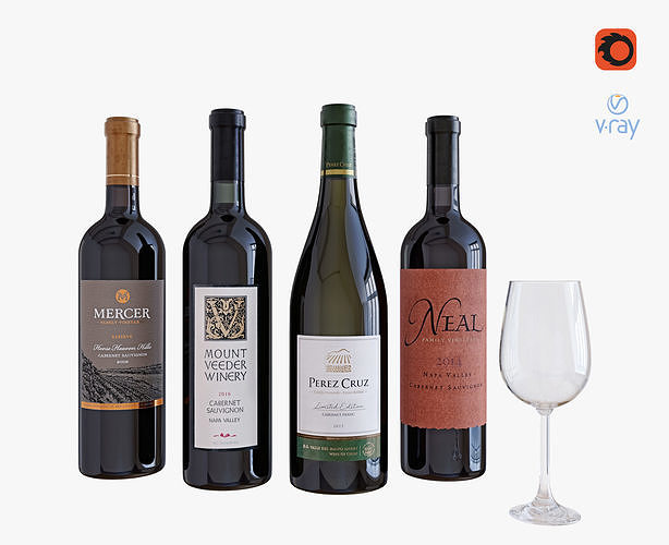Wine bottle set 5 3D model