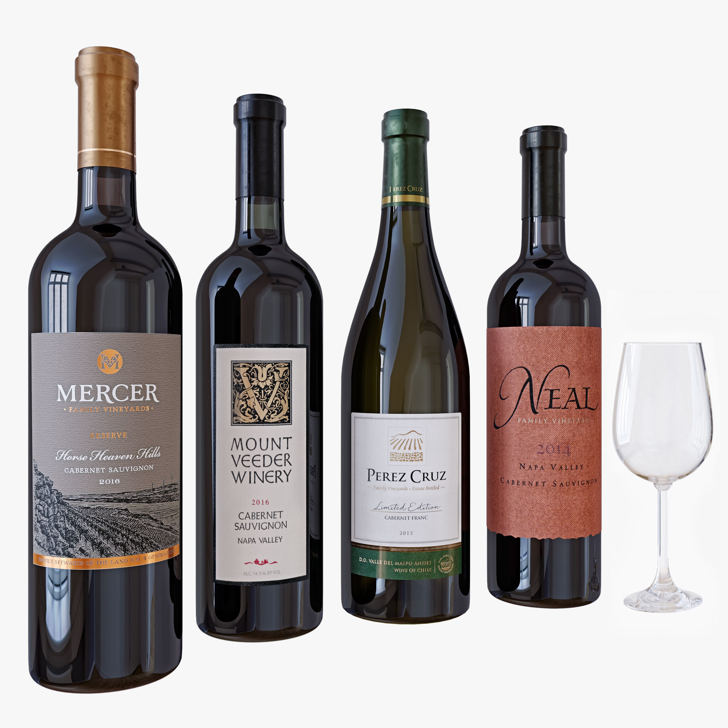 Wine bottle set 5 3D model_1