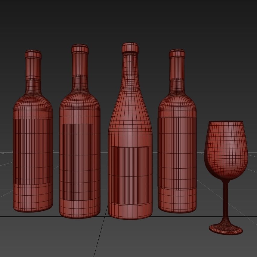 Wine bottle set 5 3D model_4