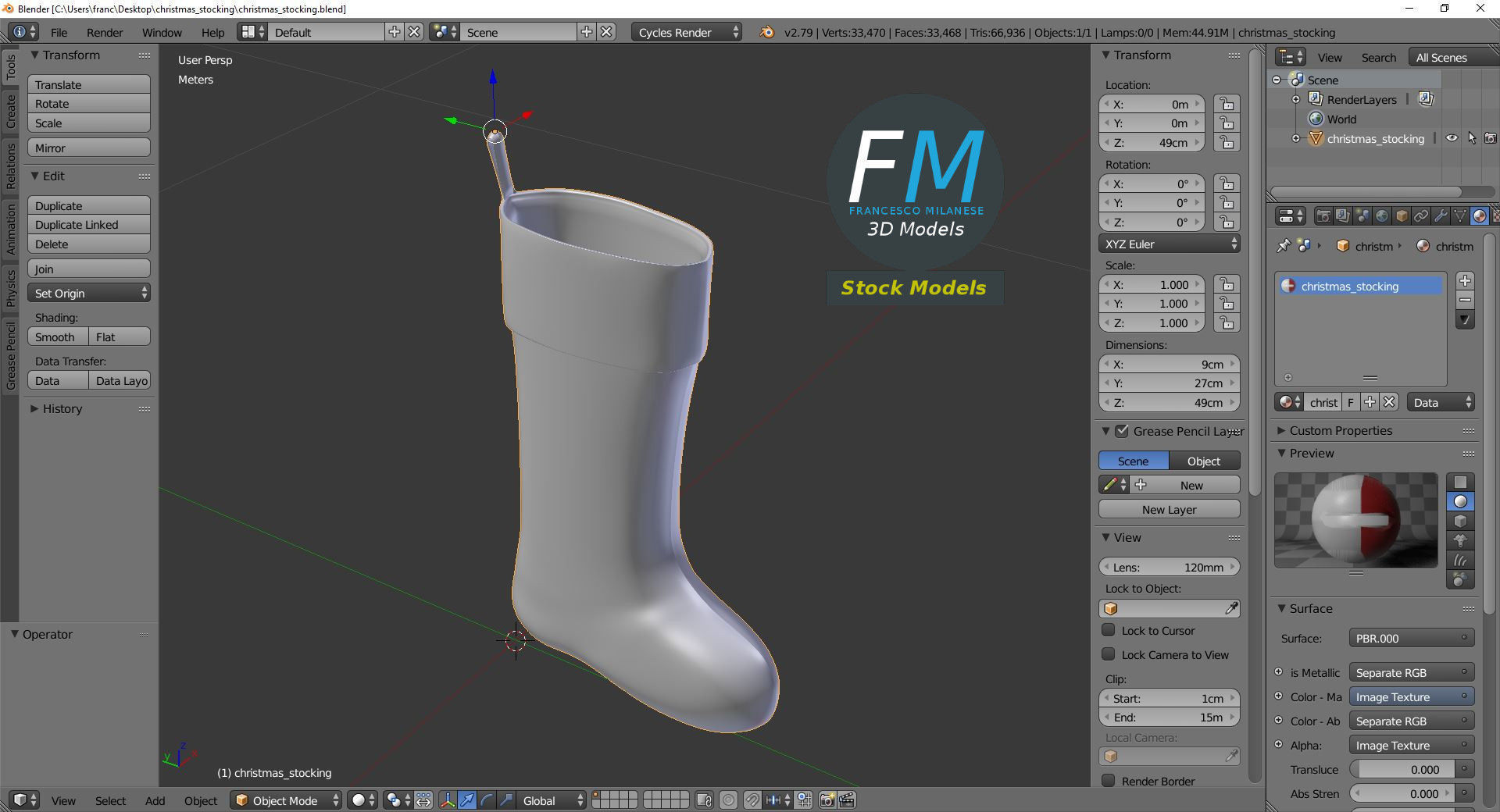 Christmas stocking 3D model_9