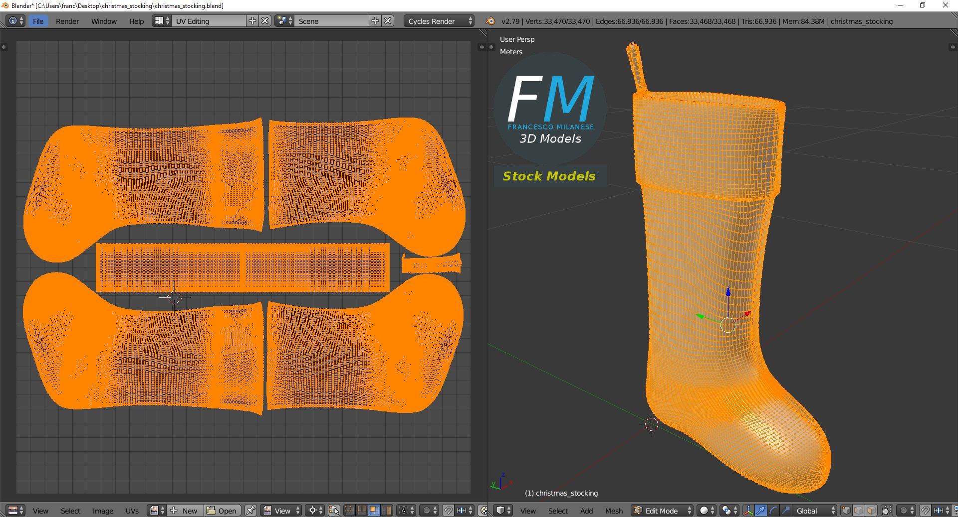 Christmas stocking 3D model_10