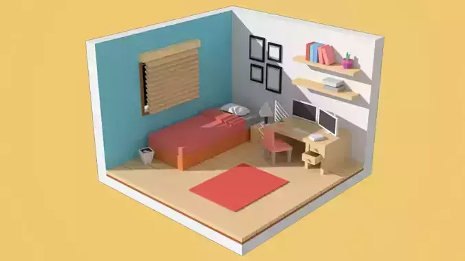 Low-poly Cartoon Bedroom Pack