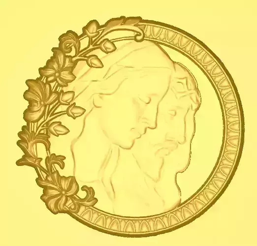 jesus and holy mary in a circle frame 3D print model