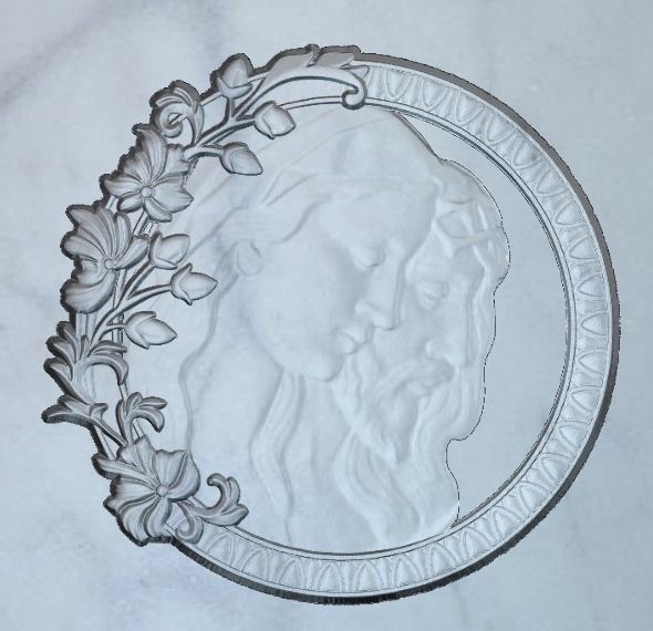 jesus and holy mary in a circle frame 3D print model_1