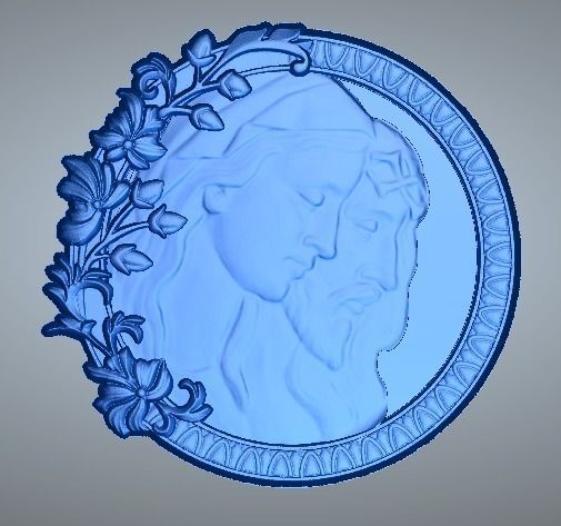 jesus and holy mary in a circle frame 3D print model_7