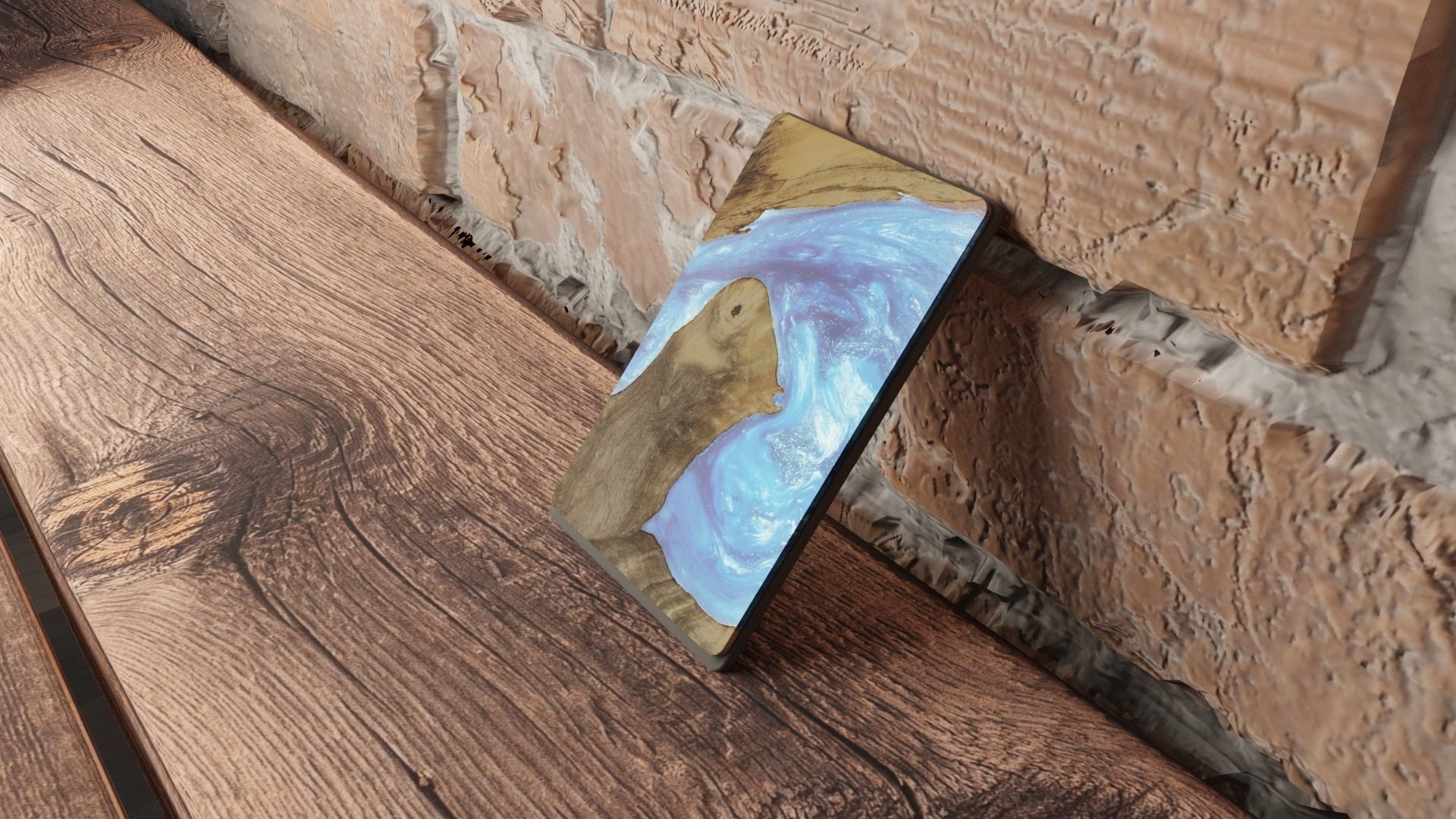 Custom-Designed Carved Wireless Charging Pad Low-poly 3D model_2