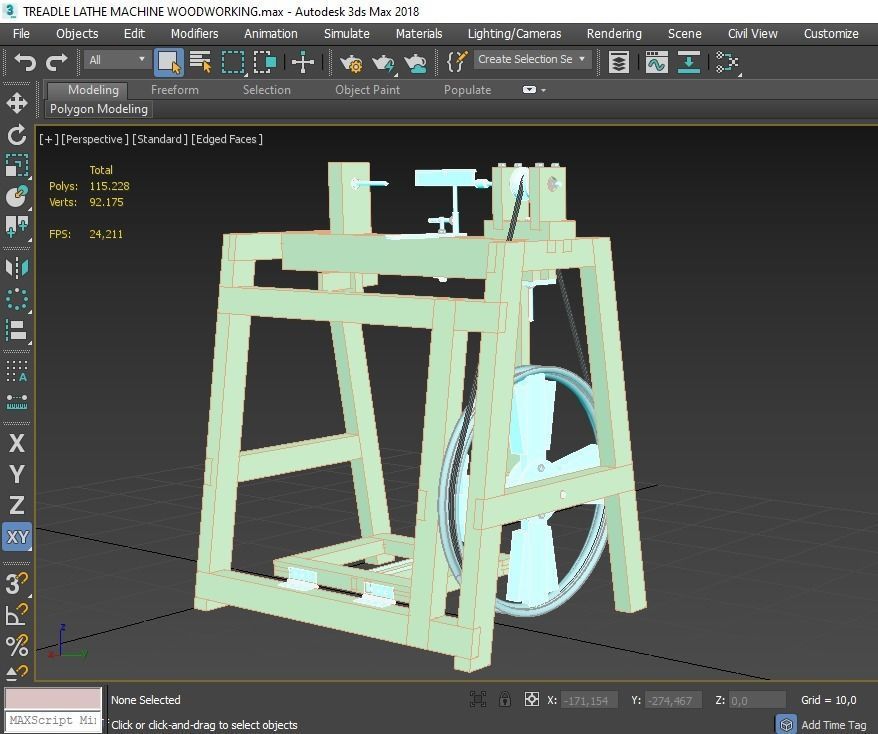 TREADLE LATHE MACHINE WOODWORKING 3D model_8