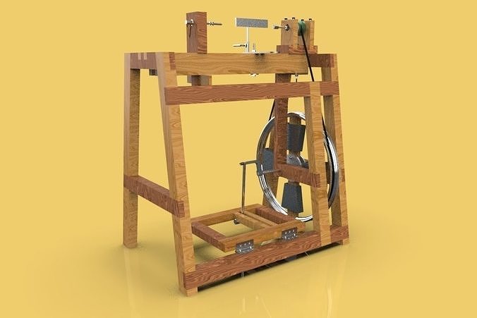 TREADLE LATHE MACHINE WOODWORKING 3D model