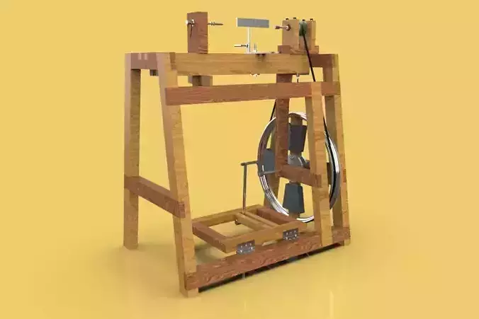 TREADLE LATHE MACHINE WOODWORKING 3D model