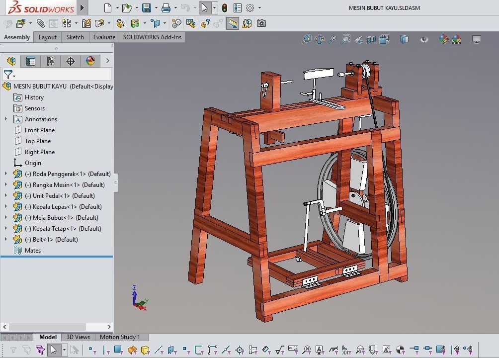 TREADLE LATHE MACHINE WOODWORKING 3D model_11