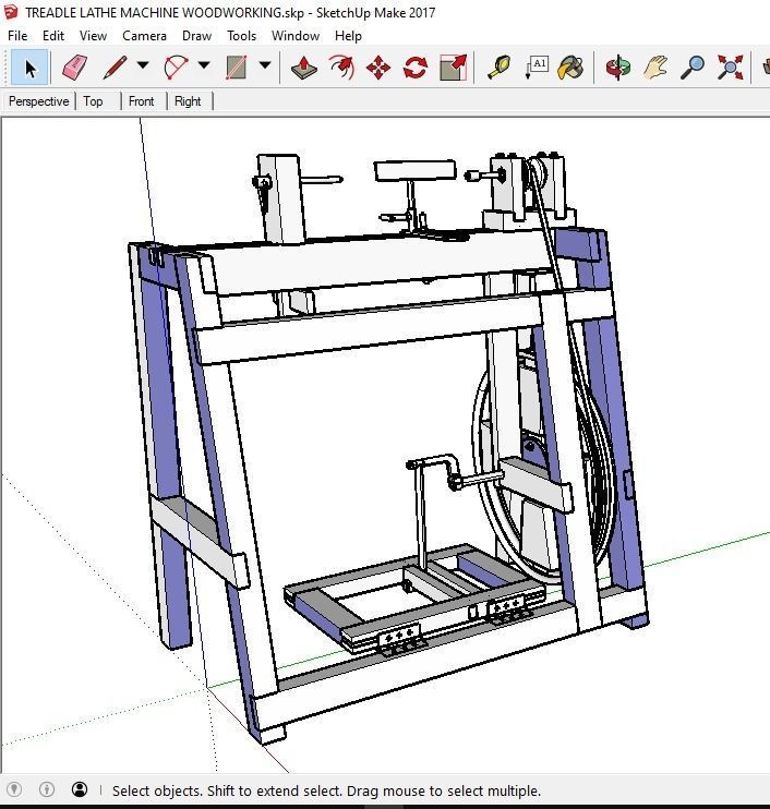 TREADLE LATHE MACHINE WOODWORKING 3D model_10