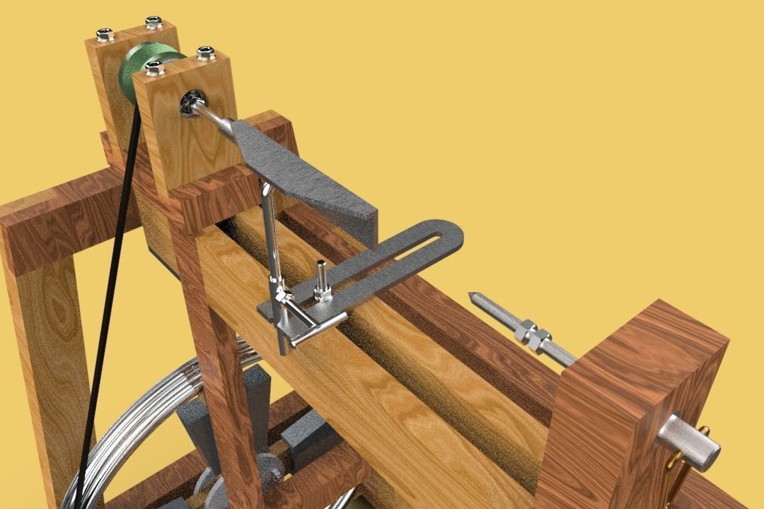 TREADLE LATHE MACHINE WOODWORKING 3D model_3