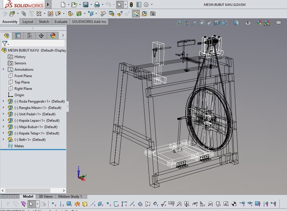 TREADLE LATHE MACHINE WOODWORKING 3D model_14