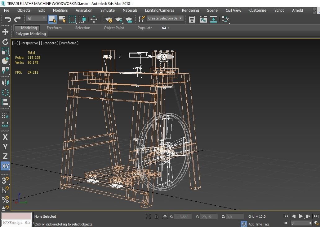TREADLE LATHE MACHINE WOODWORKING 3D model_12