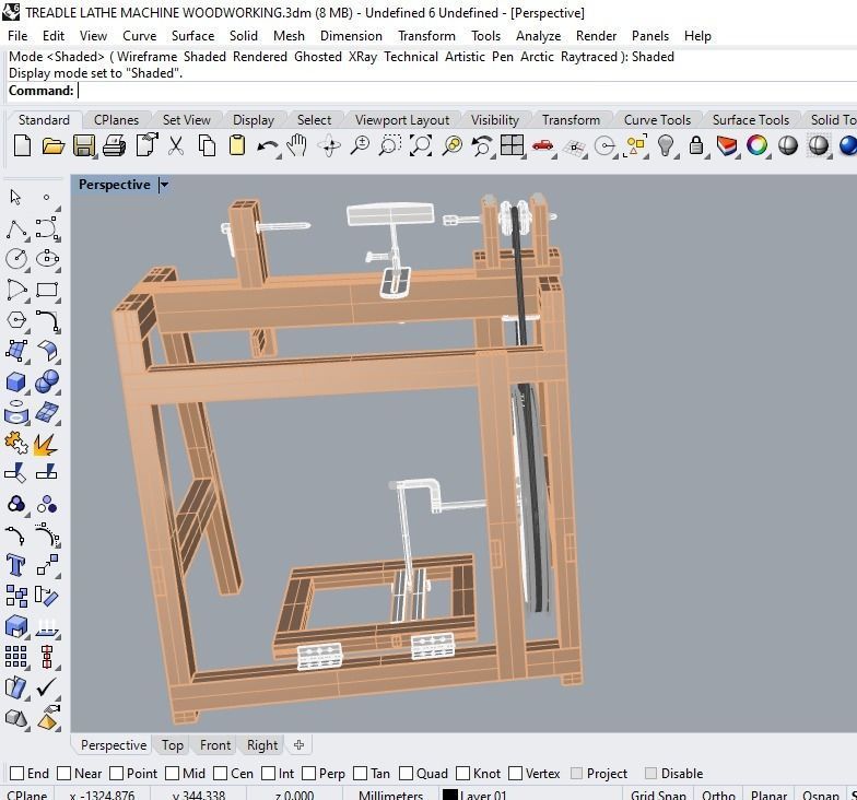 TREADLE LATHE MACHINE WOODWORKING 3D model_9
