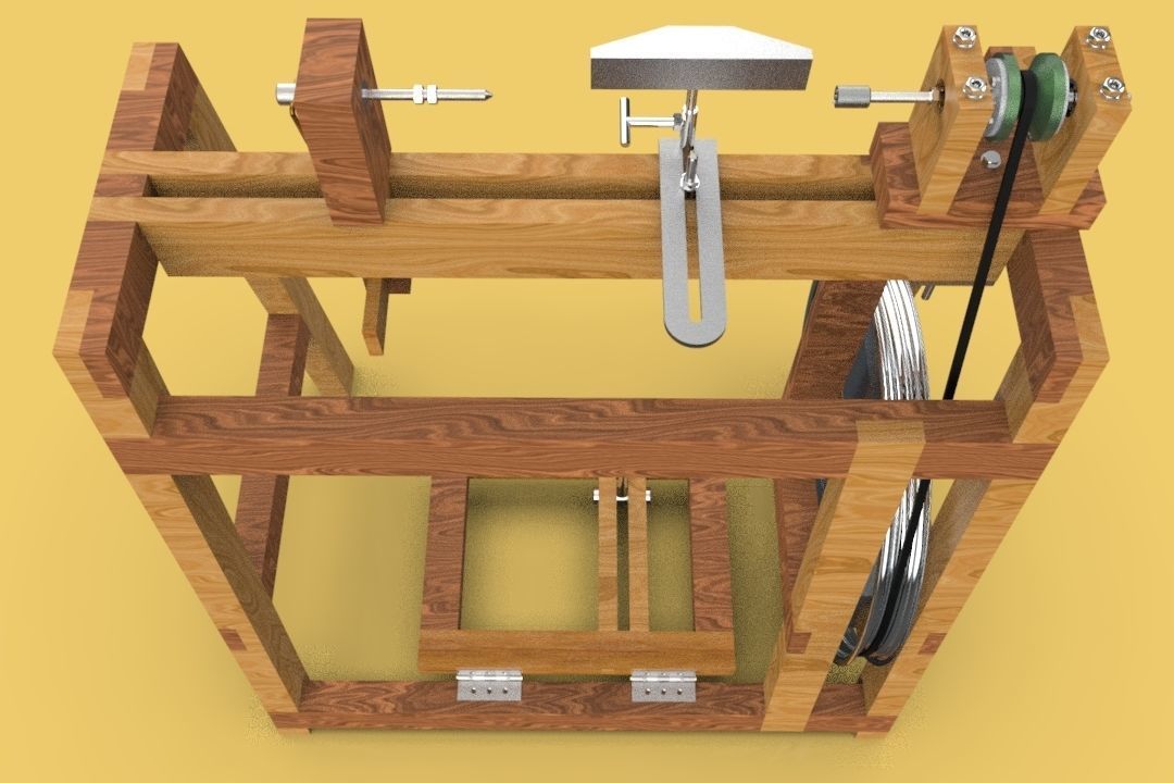 TREADLE LATHE MACHINE WOODWORKING 3D model_6