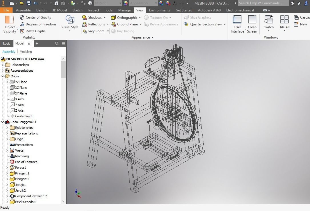 TREADLE LATHE MACHINE WOODWORKING 3D model_15