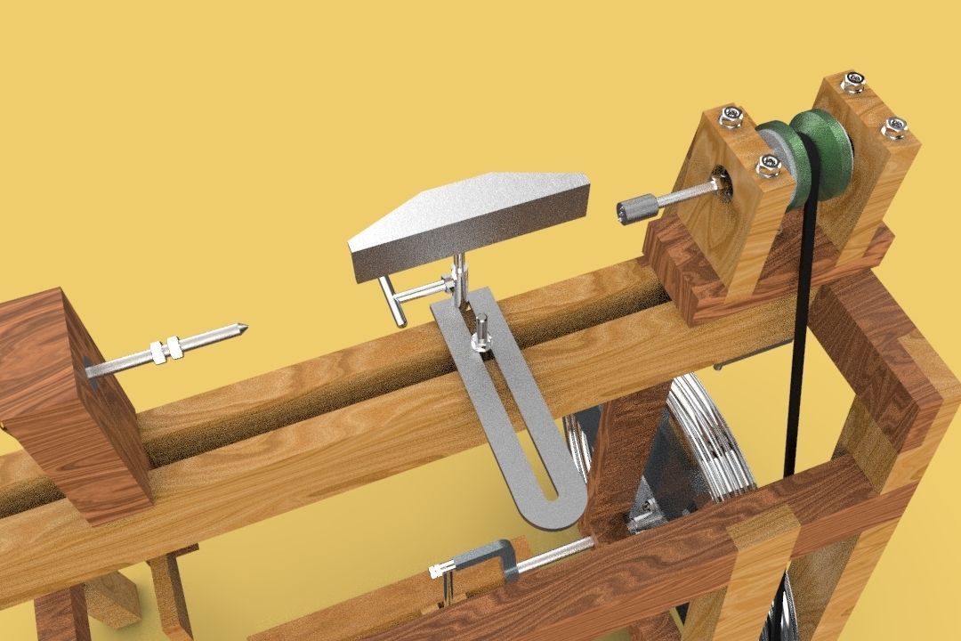 TREADLE LATHE MACHINE WOODWORKING 3D model_2