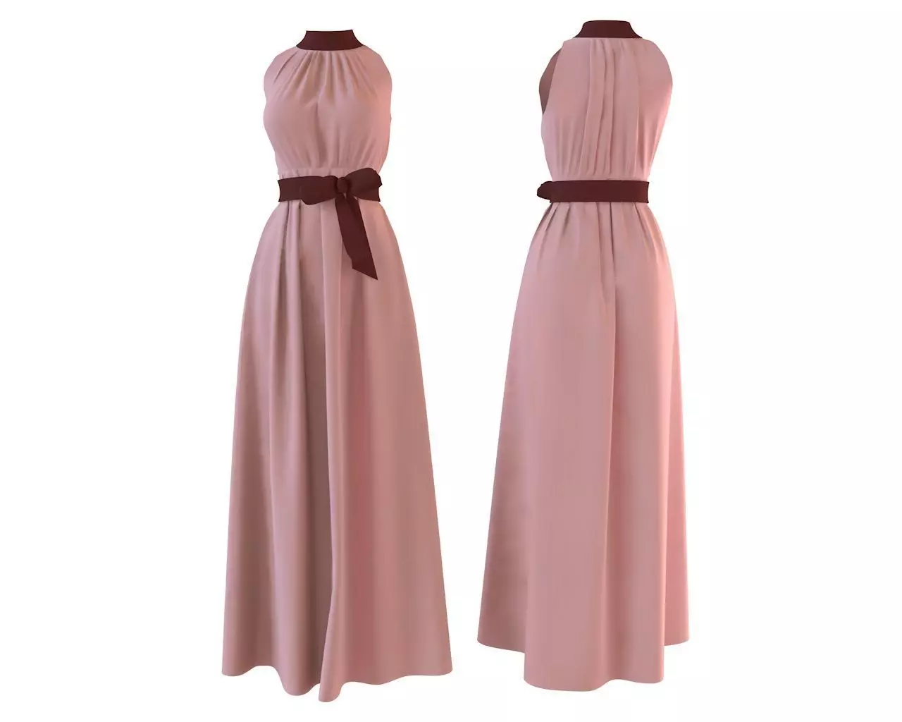 Stylish Designer Maxi Women dress with Bow 3D model  3D model_0