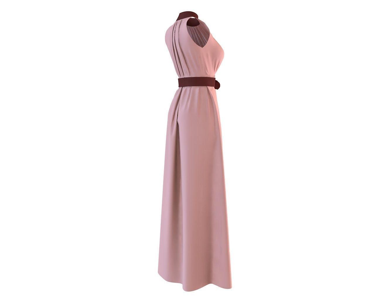 Stylish Designer Maxi Women dress with Bow 3D model  3D model_7