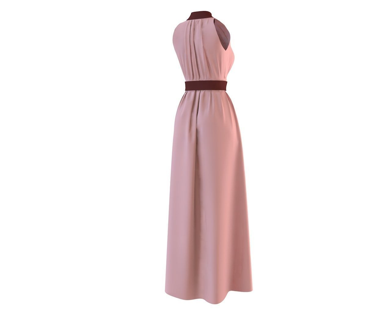 Stylish Designer Maxi Women dress with Bow 3D model  3D model_8
