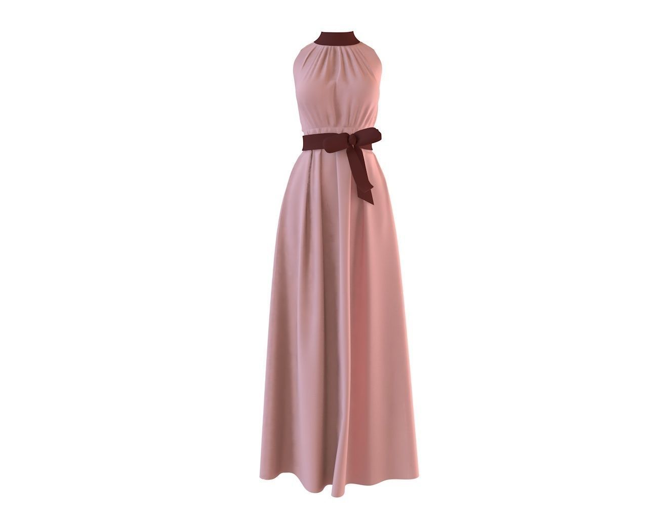 Stylish Designer Maxi Women dress with Bow 3D model  3D model_1