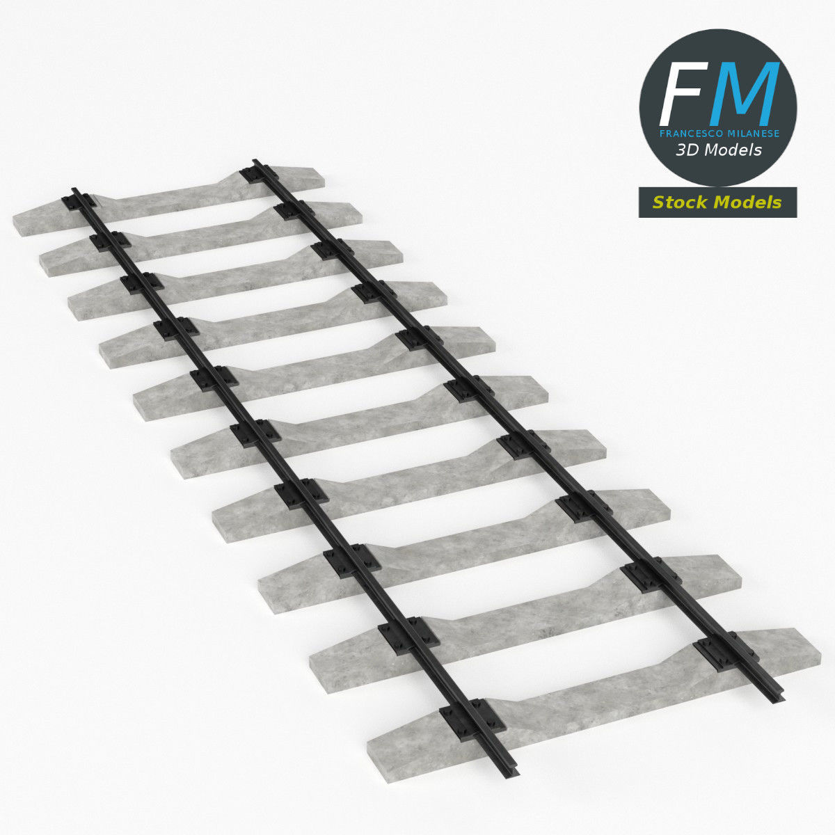 Railway track 3D model_2