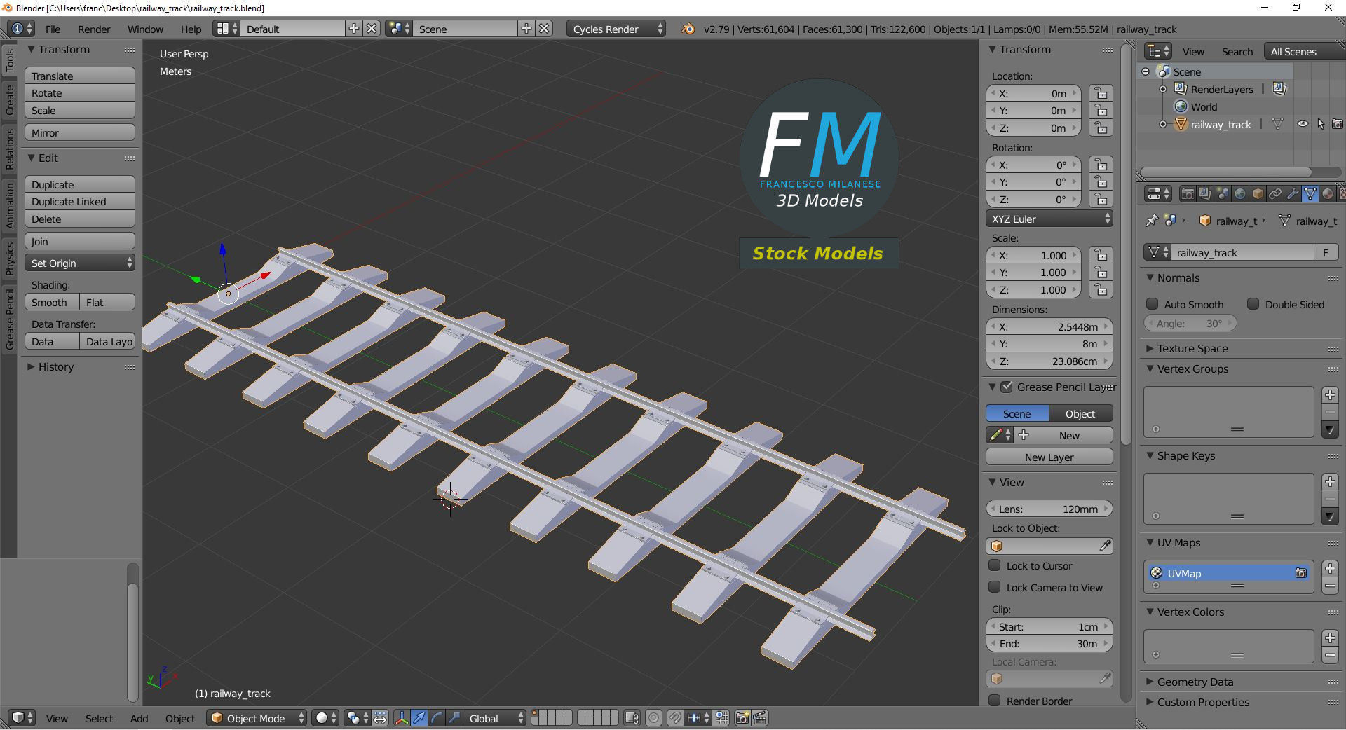 Railway track 3D model_9