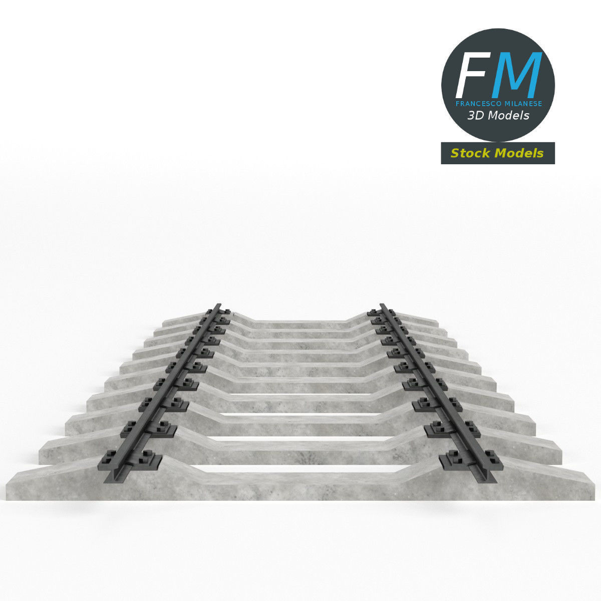 Railway track 3D model_3