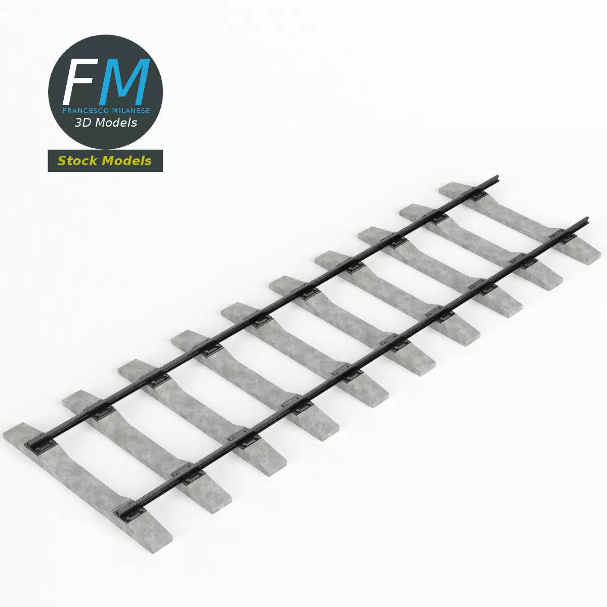 Railway track 3D model_0