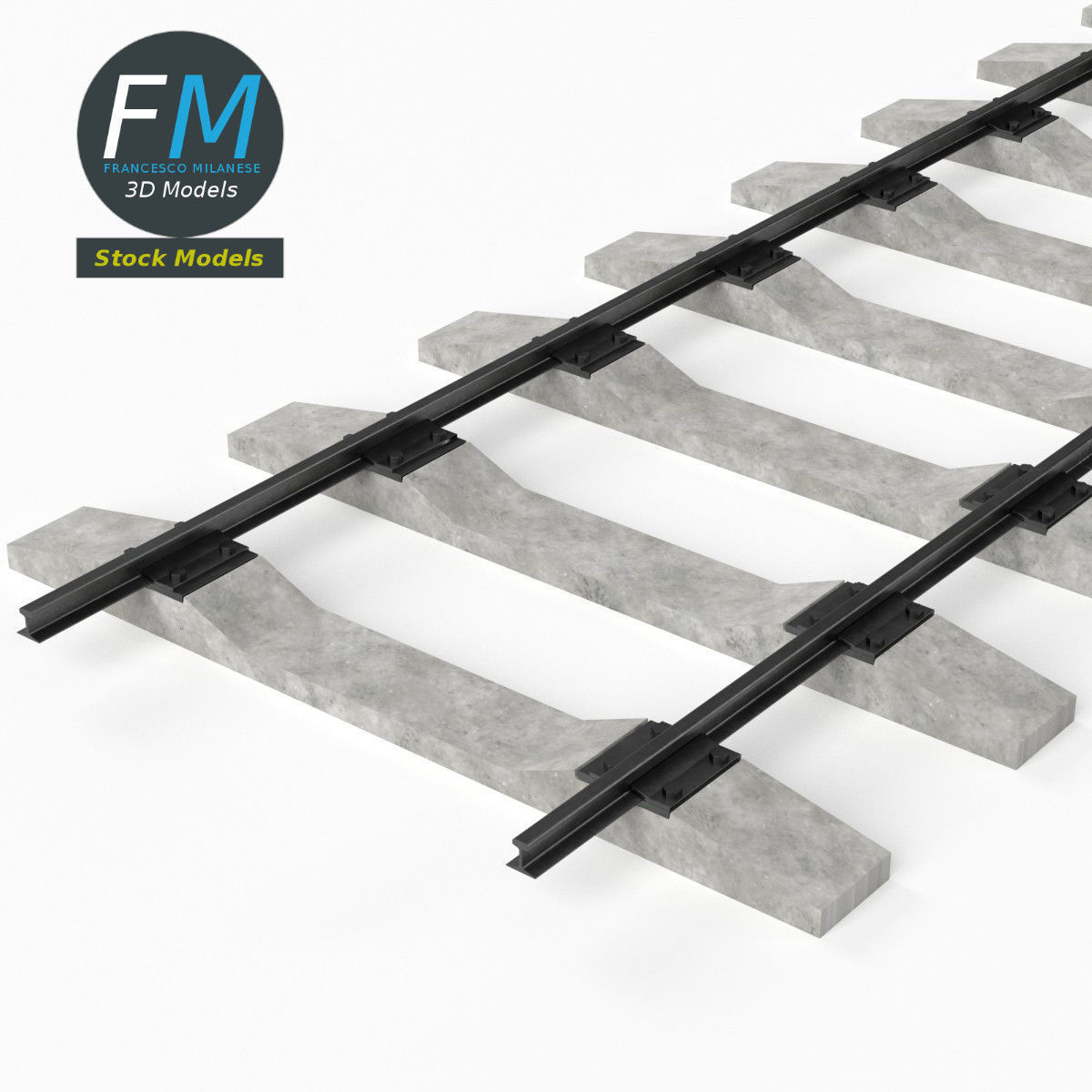 Railway track 3D model_5