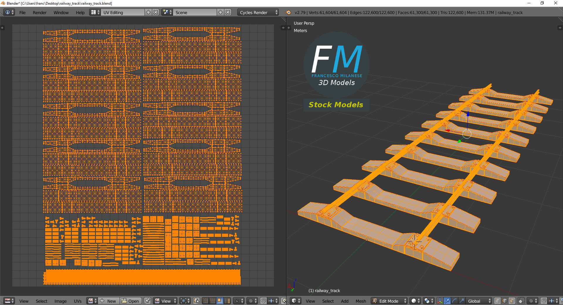 Railway track 3D model_10