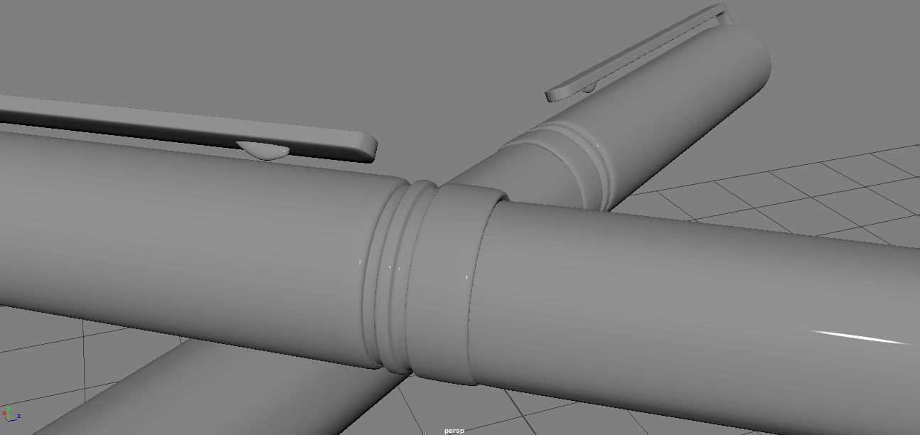 Pens 3D Model three different colored 3D model_2