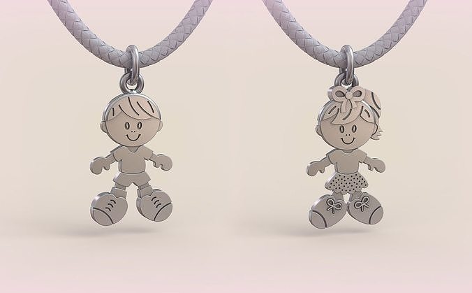 Pendant Boy and Girl 05 3D print model