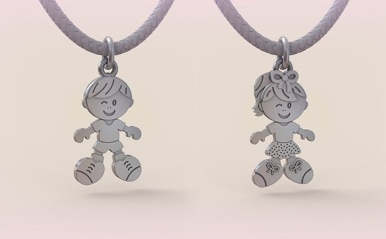 Pendant Boy and Girl 05 3D print model_1