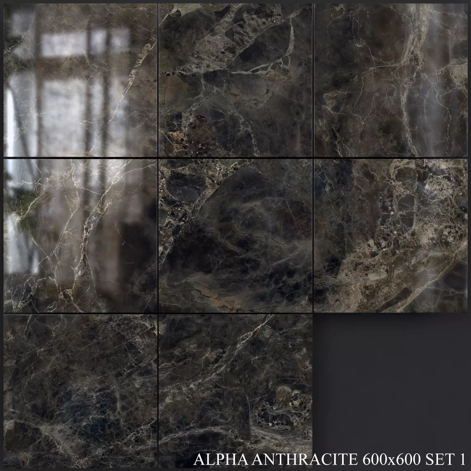 Yurtbay Seramik Alpha Anthracite 600x600 Set 1 3D model_0
