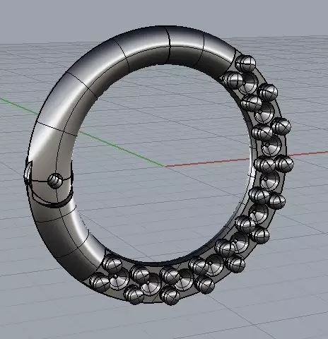 Nosering metal ring with balls 3D print model_0