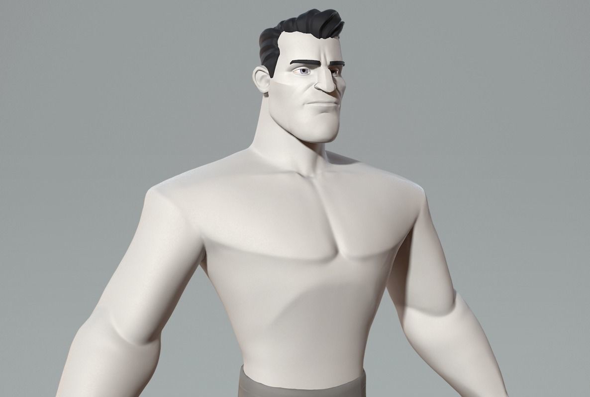 Cartoon male character base mesh Low-poly 3D model_4
