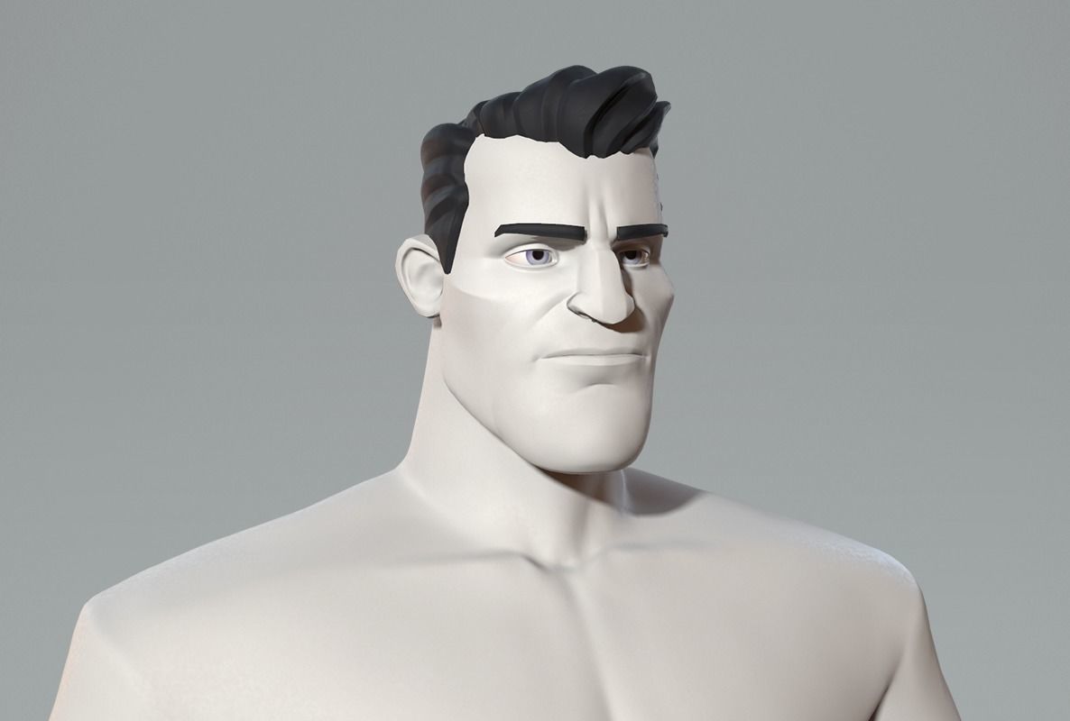 Cartoon male character base mesh Low-poly 3D model_7