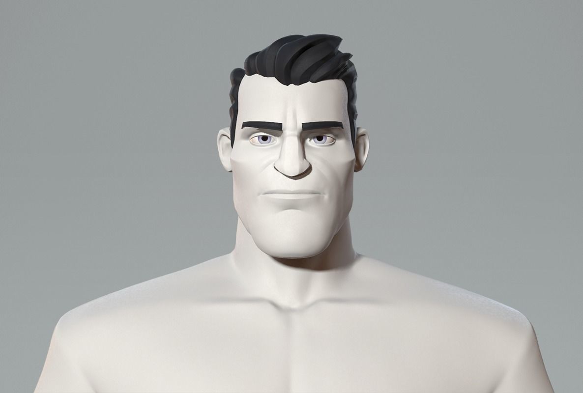 Cartoon male character base mesh Low-poly 3D model_6