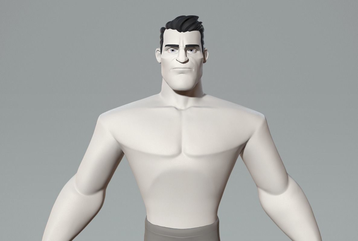 Cartoon male character base mesh Low-poly 3D model_3