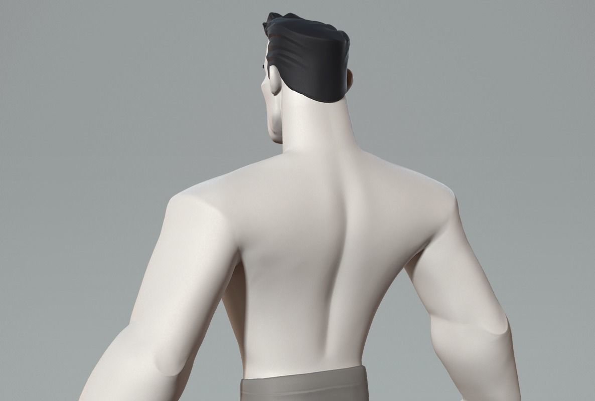 Cartoon male character base mesh Low-poly 3D model_5