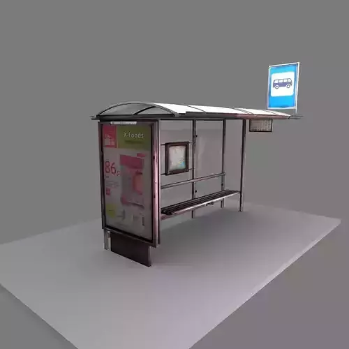 Bus stop Low-poly 3D model