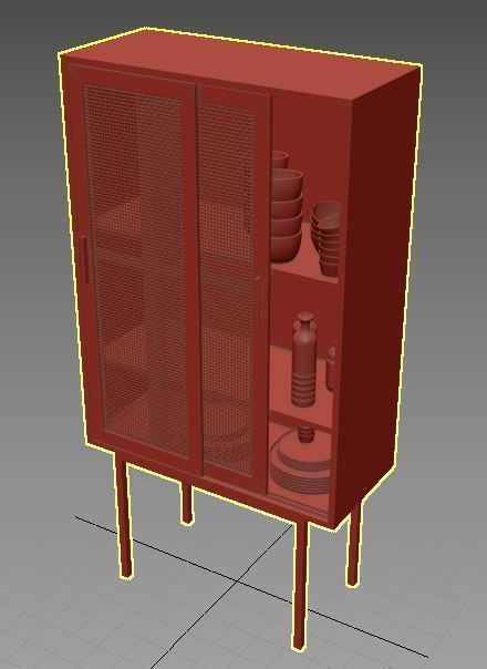 Closet-1101 wooden cabinet with shelves and drawers 3D model_3