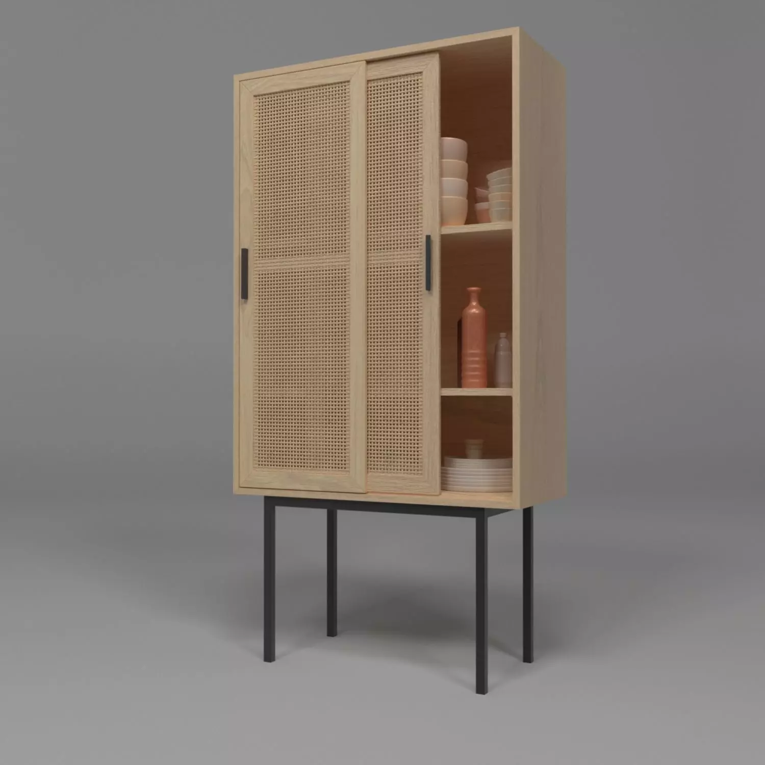 Closet-1101 wooden cabinet with shelves and drawers 3D model_0