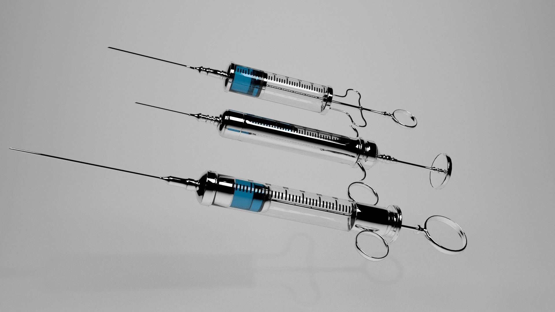 Syringe three medical syringes 3D model_1